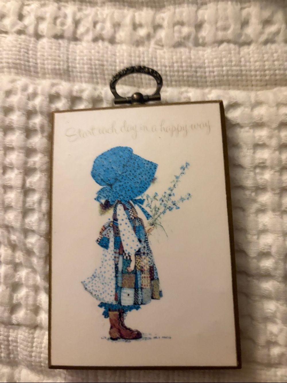 1975 Holly Hobbie American Greetings Mini Wood Easel Plaque